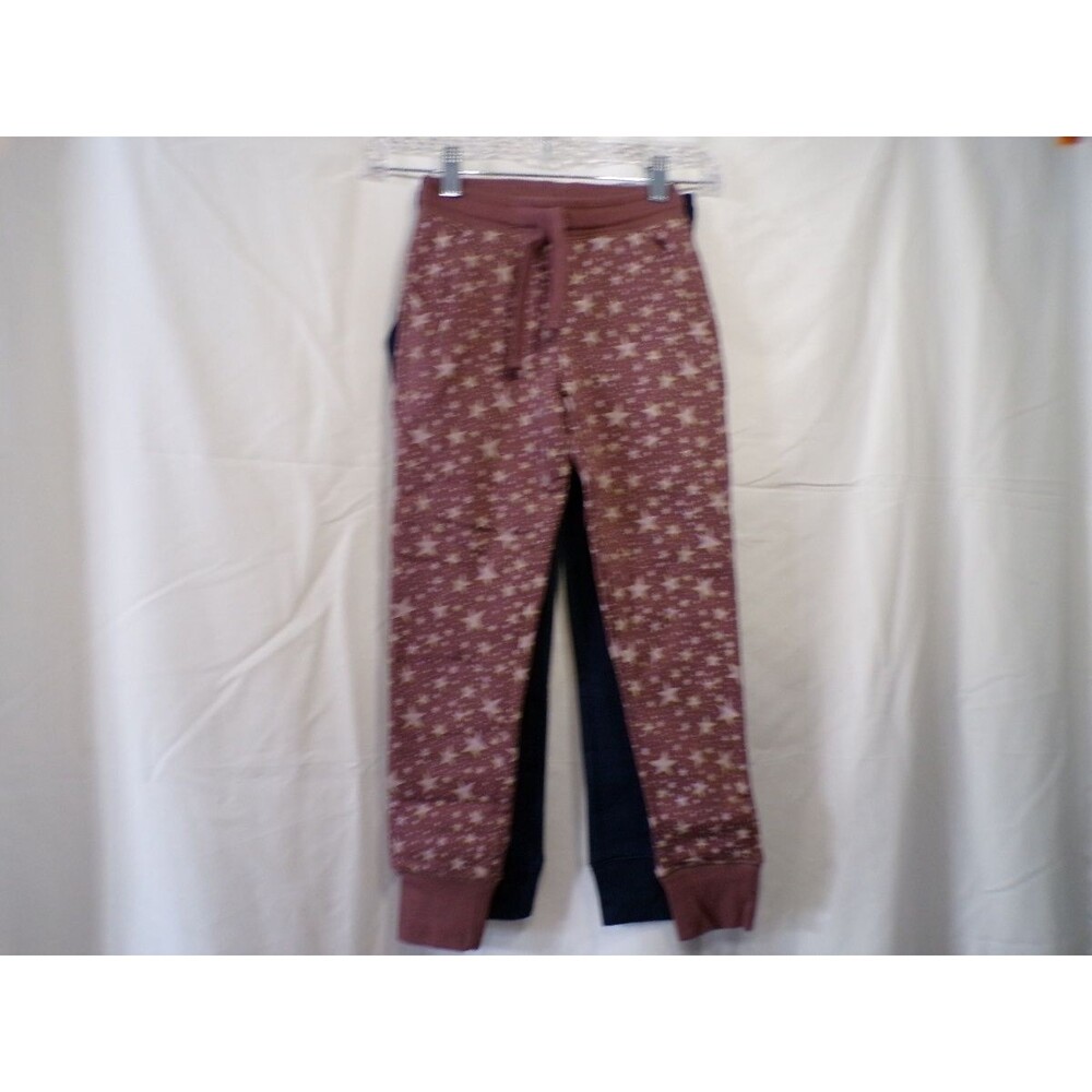 Amazon Essentials Girls Star Print Sweatpants Size S 6-7 Burgundy Navy